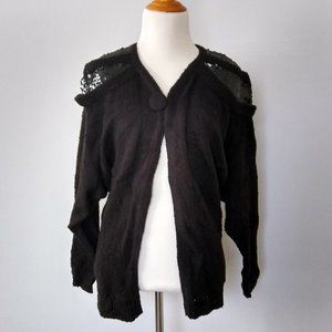 Yoana Baraschi Black Knit Sequin Retro Sweater